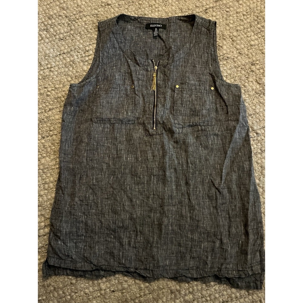 Ellen Tracy Charcoal Sleeveless Zip Tunic